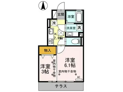 YAHATA HOUSE KIKU(2K/1階)の間取り写真