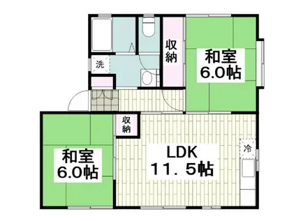 エルハイム(2LDK/2階)の間取り写真
