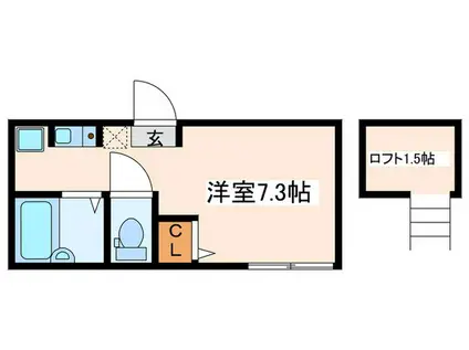 モンペリエ(ワンルーム/2階)の間取り写真