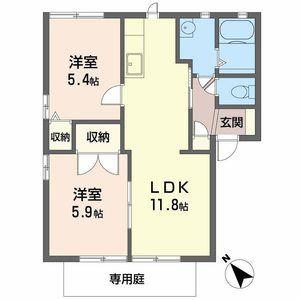 フォーレス佐土B棟(2LDK/1階)の間取り写真