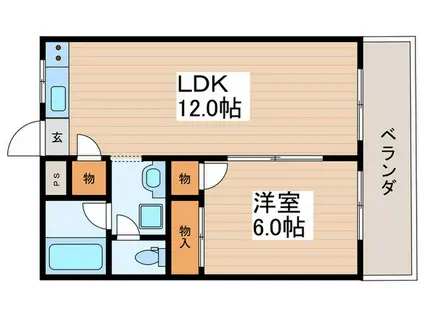 第2サンローズ(1LDK/2階)の間取り写真