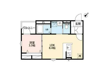 ロボット ホーム 淵野辺(1LDK/1階)の間取り写真