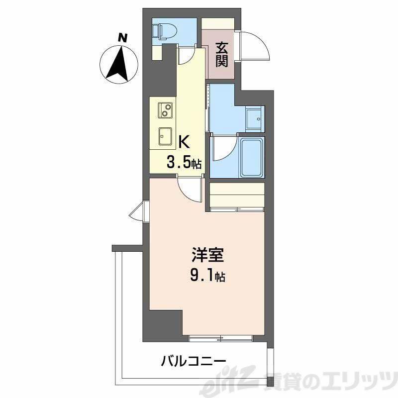 ロイヤルパークヒルズうめきた(1K/2階)の間取り写真