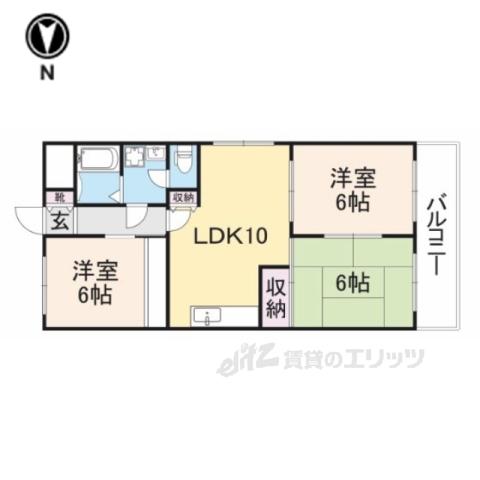 第6サンコウヒルズ西館(3LDK/5階)の間取り写真