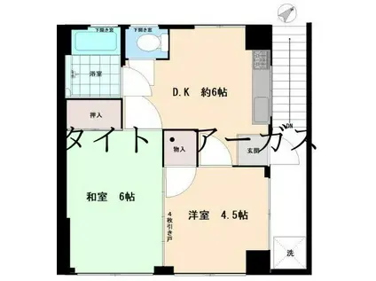 岡沢西ビル(2DK/2階)の間取り写真