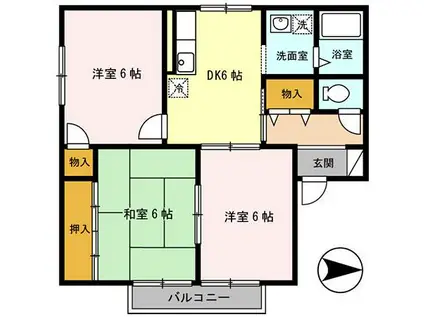 ラフィネ九(3DK/1階)の間取り写真