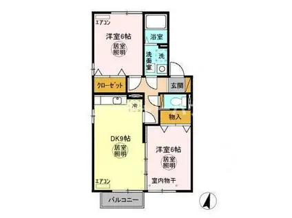 大黒屋6(2DK/2階)の間取り写真