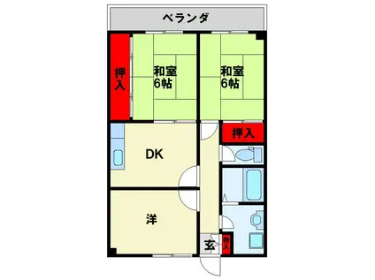 メゾンド三ヶ森(3DK/3階)の間取り写真