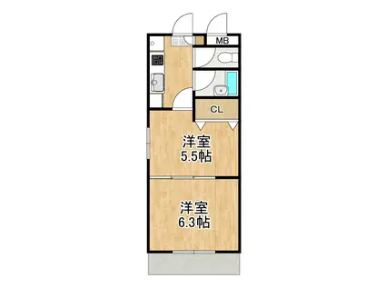 フォレストオエル国富(2K/1階)の間取り写真