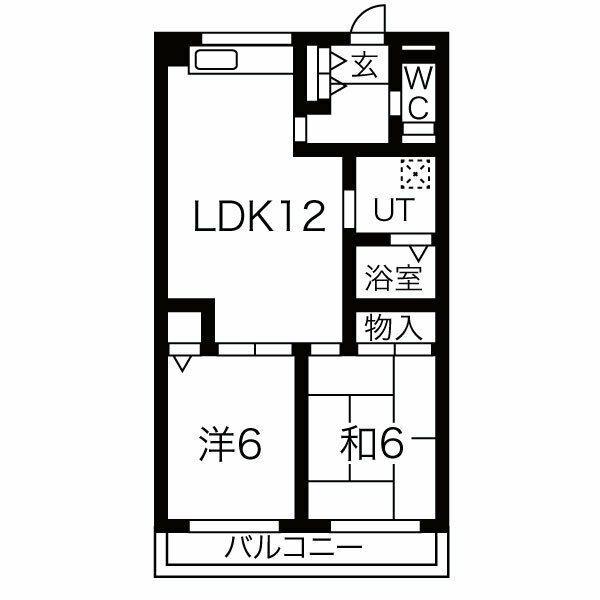シンフォニア不二(2LDK/3階)の間取り写真