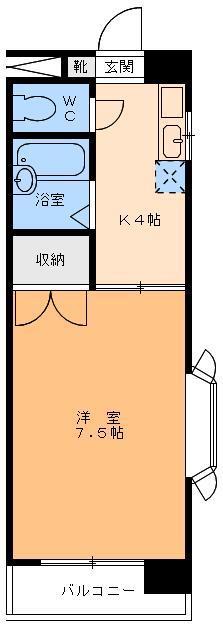 アメニティー味酒(1K/4階)の間取り写真