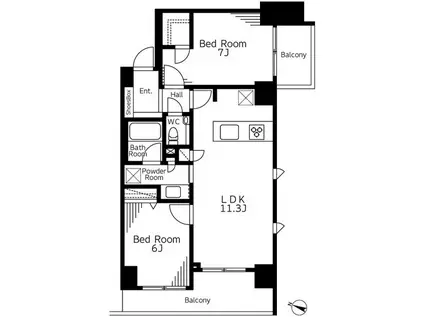 神田リープレックス・リズ(2LDK/5階)の間取り写真