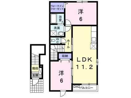 ル・サンティエA(2LDK/2階)の間取り写真