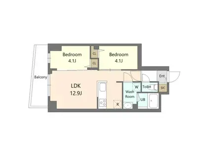 S-RESIDENCE北綾瀬AWESOME(2LDK/4階)の間取り写真