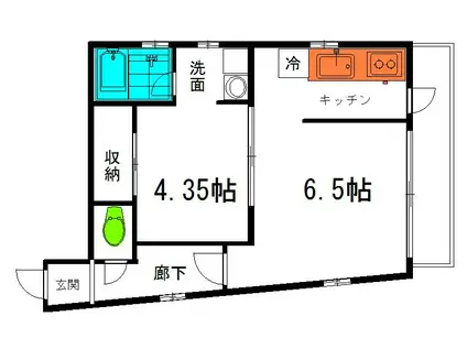 サンライズ茨田(1DK/2階)の間取り写真