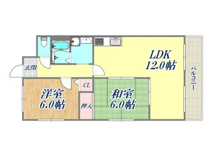 メゾン時友(2LDK/3階)の間取り写真