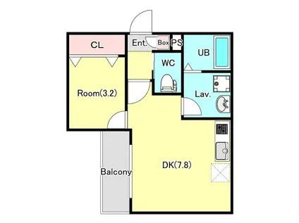 ジーメゾン見沼大和田カトレア(1DK/1階)の間取り写真