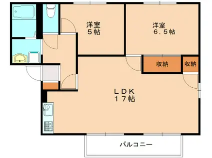 サラダ村 A棟(2LDK/2階)の間取り写真