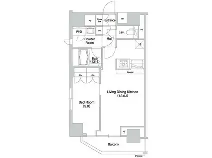 グラマシー横濱関内(1LDK/8階)の間取り写真
