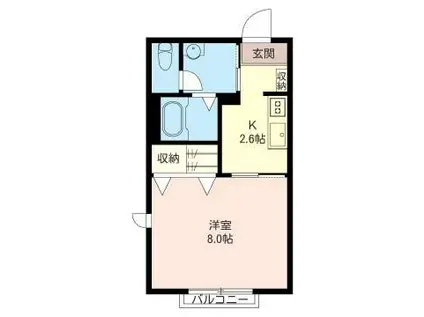 クレセント B棟(1K/1階)の間取り写真