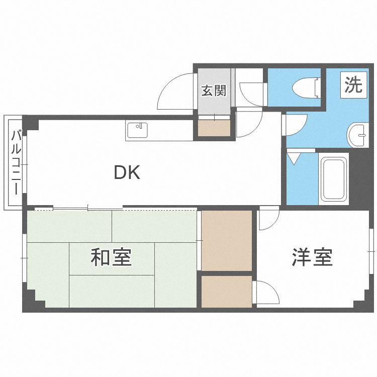 大友パークマンション(2LDK/2階)の間取り写真