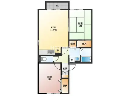 セジュールサンク(2LDK/1階)の間取り写真