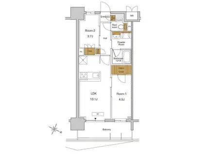 RJRプレシア東十条ガーデン(2LDK/9階)の間取り写真