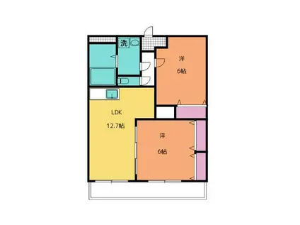 シーダーナイン(2LDK/2階)の間取り写真