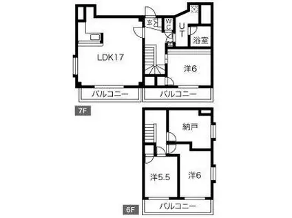 第二戸嶋屋ビル(3SLDK/7階)の間取り写真