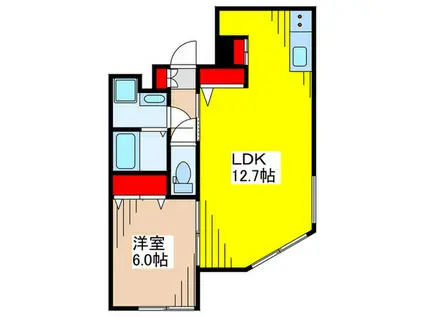 FILLE FLATS KAWAGUCHI-HONCHO(1LDK/2階)の間取り写真
