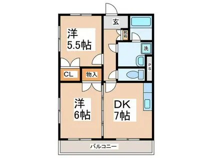 ミルヴェール(2DK/4階)の間取り写真