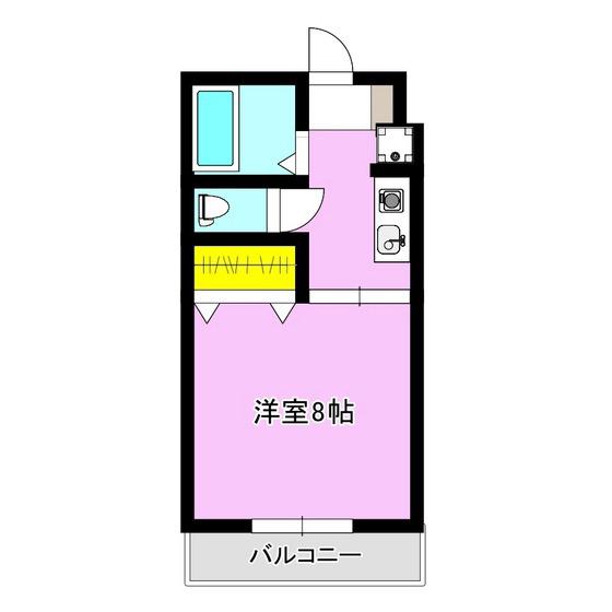 ビューハイツ(1K/2階)の間取り写真
