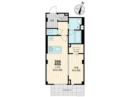 ノルデランテ篠崎(1LDK/3階)の間取り写真