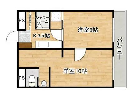 庚午パールマンション(2K/2階)の間取り写真