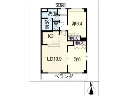 CRECIA中平(2LDK/3階)の間取り写真