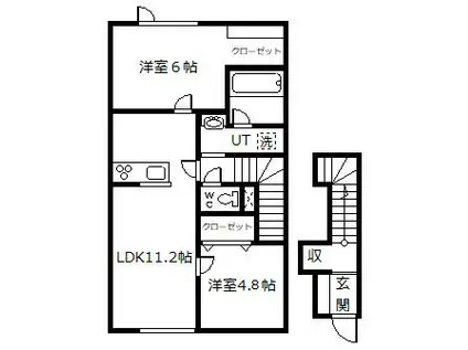 エテルナ(2LDK/2階)の間取り写真