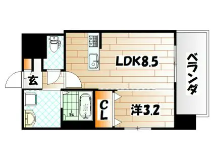 デイジー・シエル(1LDK/3階)の間取り写真