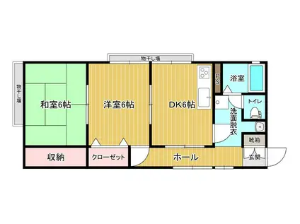 ライトホウム(2DK/1階)の間取り写真