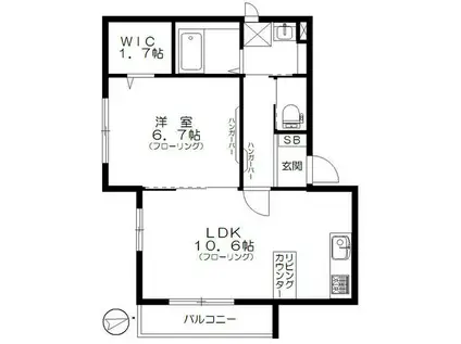 オースピシャス クラウド(1LDK/2階)の間取り写真