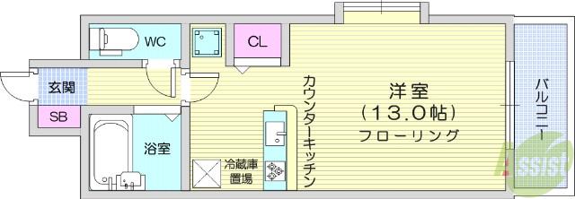 ユーロード747(ワンルーム/3階)の間取り写真