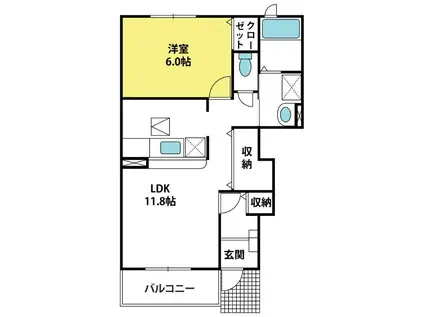 シティガーデンII(1LDK/1階)の間取り写真