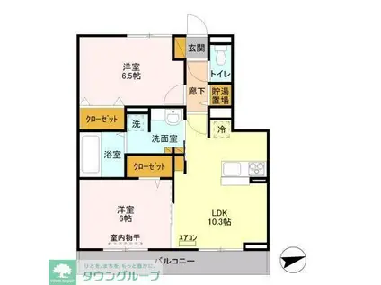 フォレストI(2LDK/2階)の間取り写真