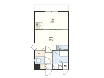 RJR佐世保(1LDK/8階)の間取り写真