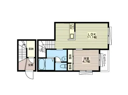 アルフラット尾山台(1LDK/2階)の間取り写真