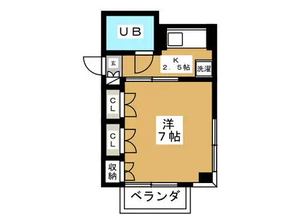 シティーハウス広尾(1K/1階)の間取り写真