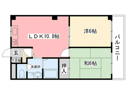 バンベールコート(2LDK/2階)の間取り写真