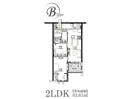 ビリーブ青葉台(2LDK/3階)の間取り写真