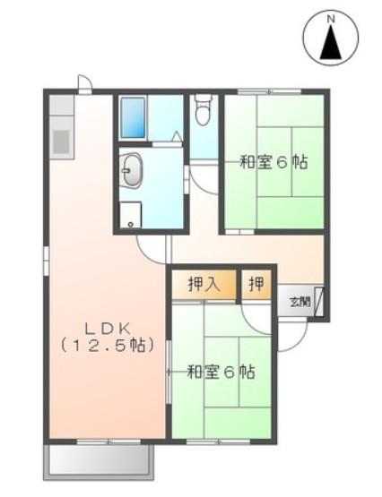 ハイツサトウ弐番館(2LDK/1階)の間取り写真