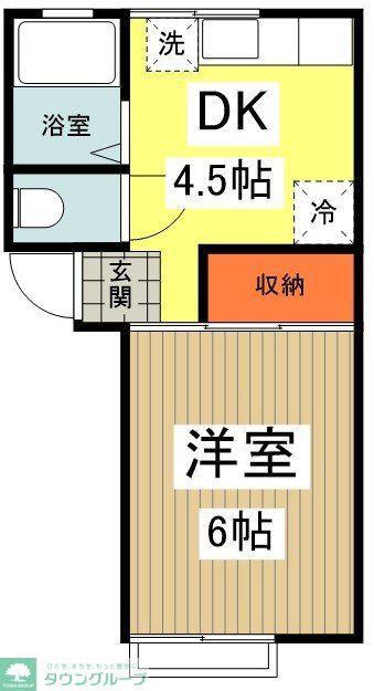 サンワード八王子(1DK/1階)の間取り写真