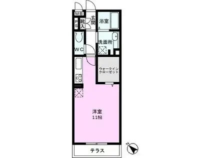 ロイジェントパークスレイクタウンD(ワンルーム/1階)の間取り写真